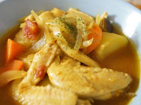 やみつきな味わい♡鶏手羽のスパイシートマトスープ